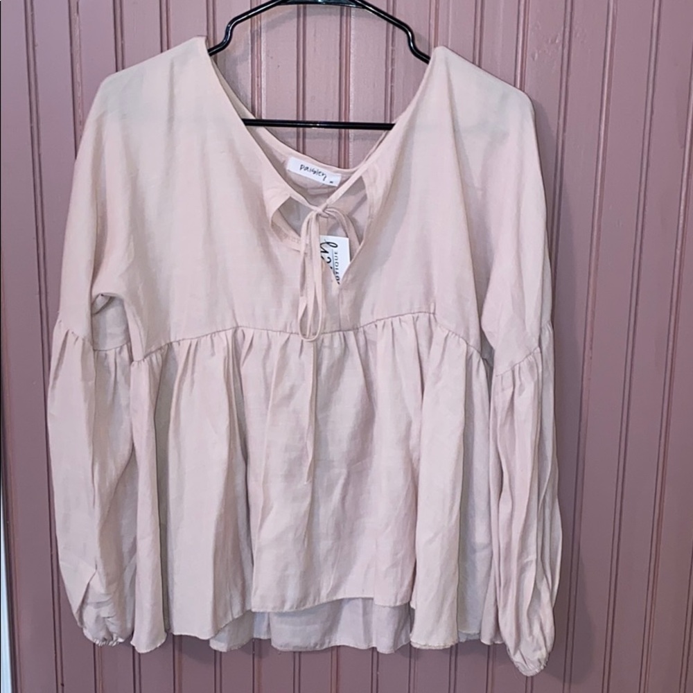 paisley boutique blush pink long sleeve blouse